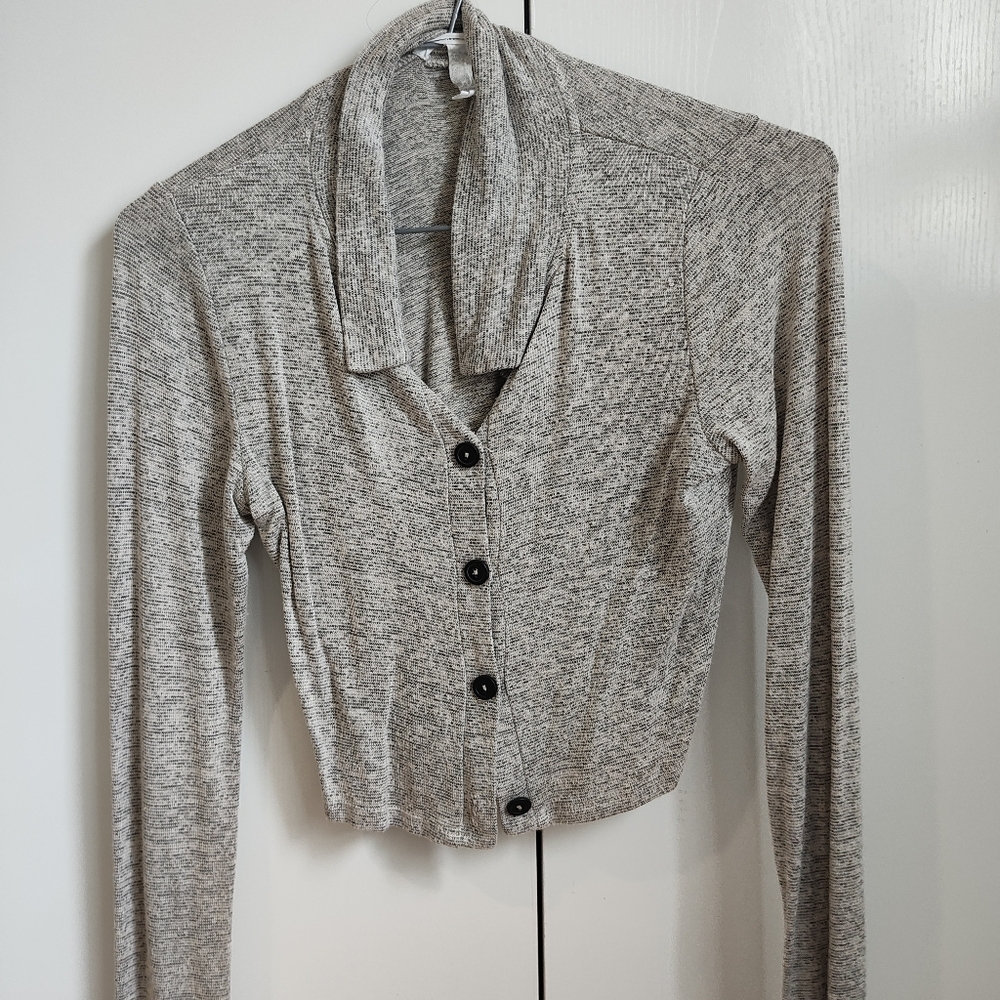 Caution To The Wind Gray Long Sleeve Top